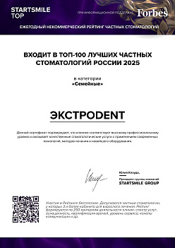 Водит в TOP-100 лучших стомтаологий